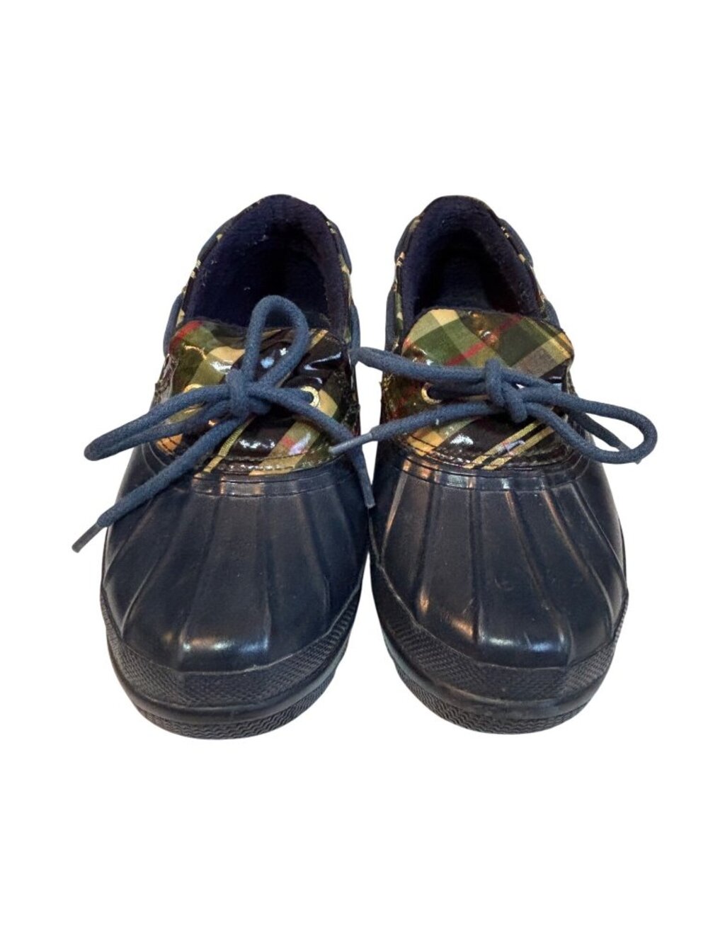 Sperry Top-Sider Womens Waterproof Rubber Duck Boots With Plaid Design 6 Navy & - Picture 7 of 13